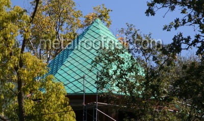 copper diamond shingles on turret | Metal Roof Network